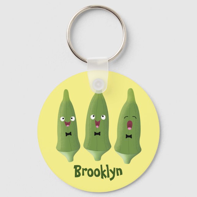 Cute singing okra vegetable cartoon keychain (Front)
