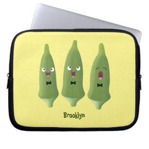 Cute singing okra vegetable cartoon laptop sleeve
