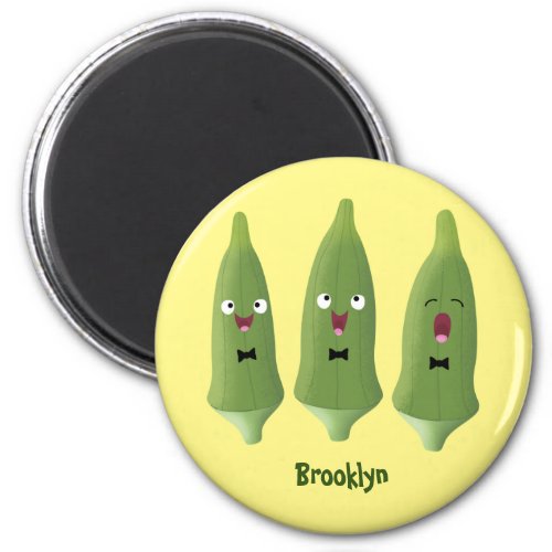 Cute singing okra vegetable cartoon  magnet