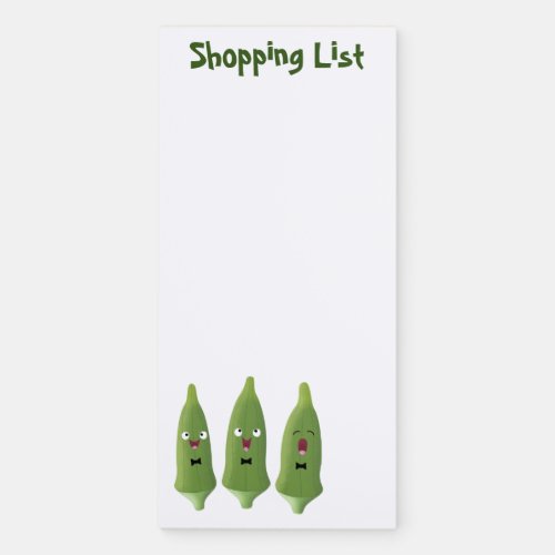 Cute singing okra vegetable cartoon magnetic notepad