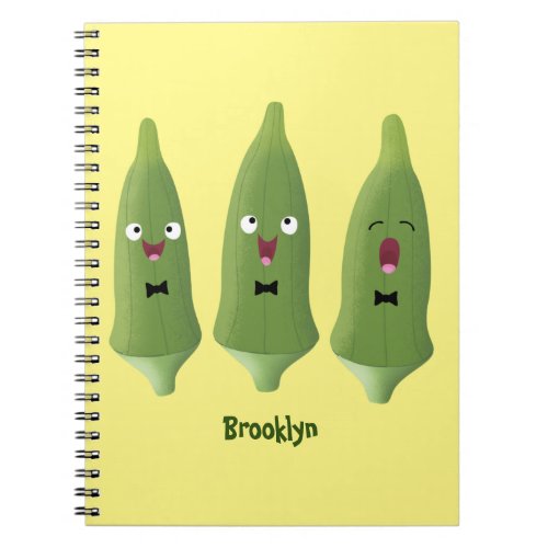 Cute singing okra vegetable cartoon notebook