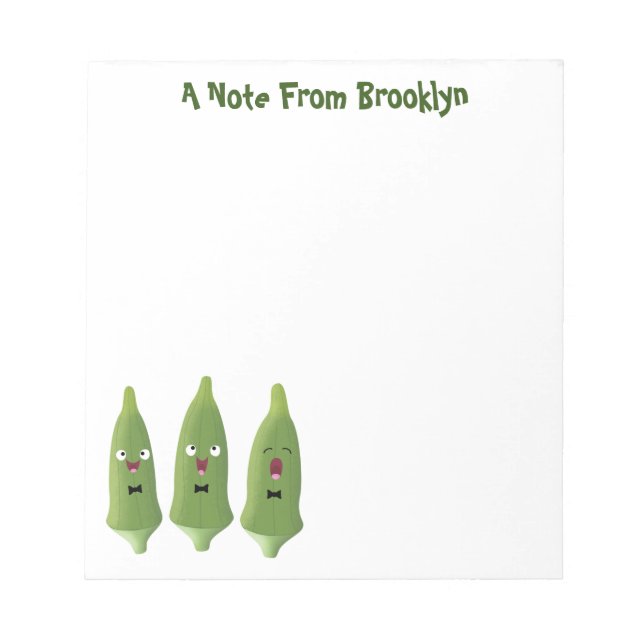 Cute singing okra vegetable cartoon notepad (Front)