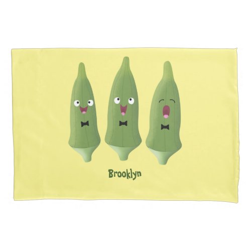 Cute singing okra vegetable cartoon pillow case