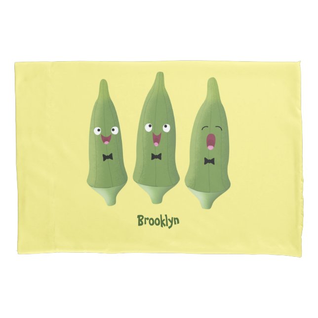 Cute singing okra vegetable cartoon pillow case (Front)