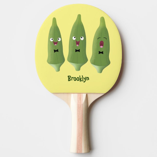 Cute singing okra vegetable cartoon ping pong paddle (Front)