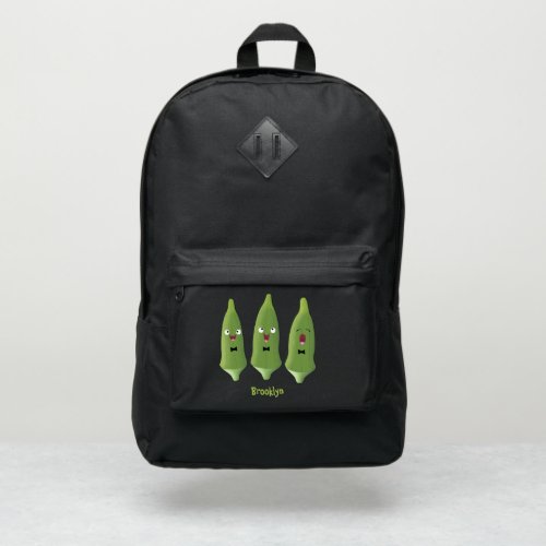 Cute singing okra vegetable cartoon port authority backpack