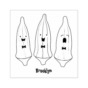 Cute singing okra vegetable cartoon rubber stamp