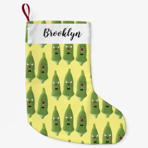 Cute singing okra vegetable cartoon small christmas stocking