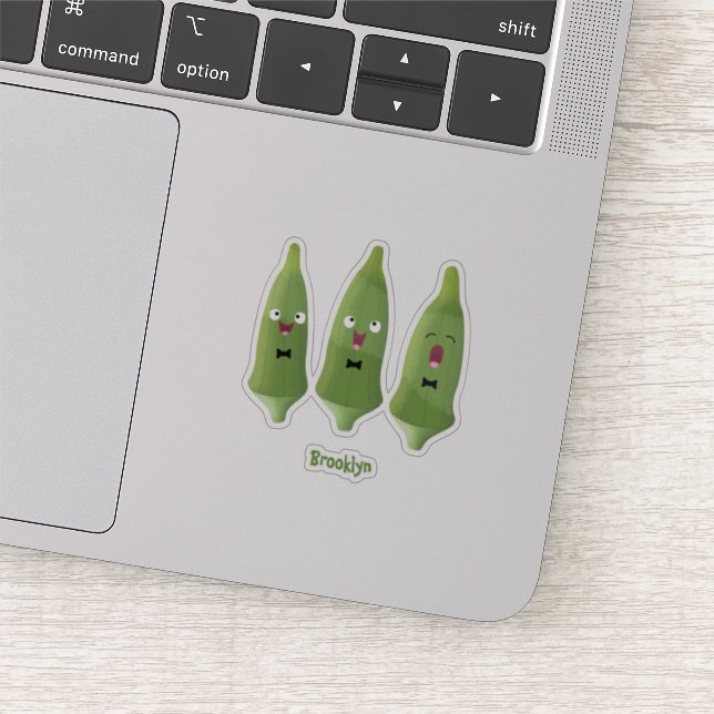 Cute singing okra vegetable cartoon sticker (Detail)