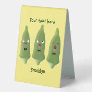 Cute singing okra vegetable cartoon table tent