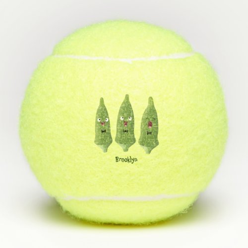 Cute singing okra vegetable cartoon tennis balls
