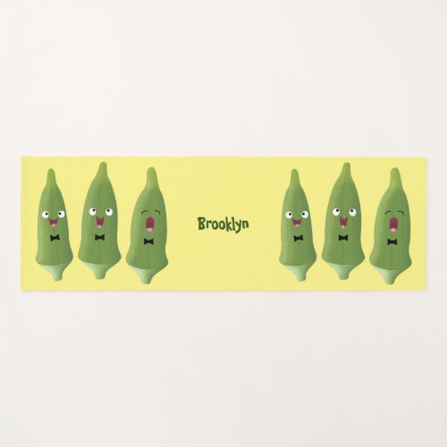 Cute singing okra vegetable cartoon yoga mat