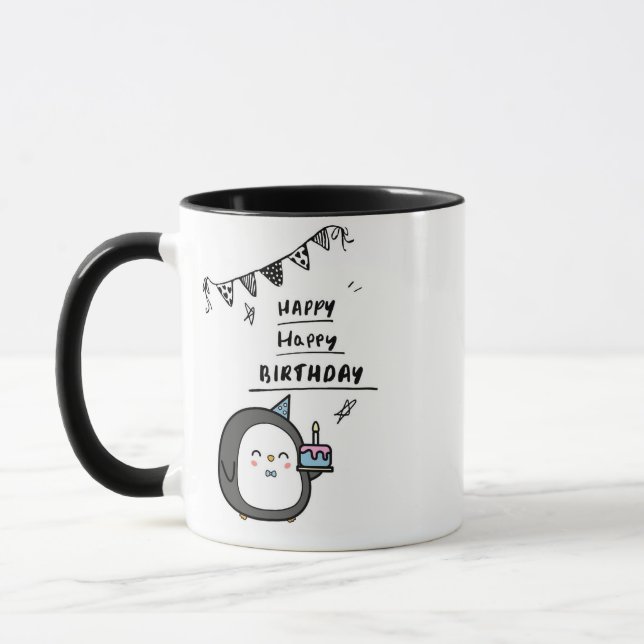 Cute Singing Penguin Birthday Mug (Left)