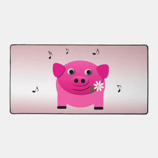 Cute Singing Pink Pig with Flower Desk Mat