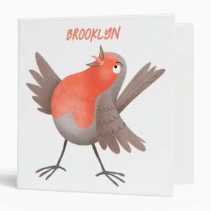 Cute singing robin bird cartoon 3 ring binder