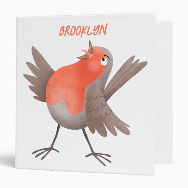 Cute singing robin bird cartoon 3 ring binder (Front/Inside)