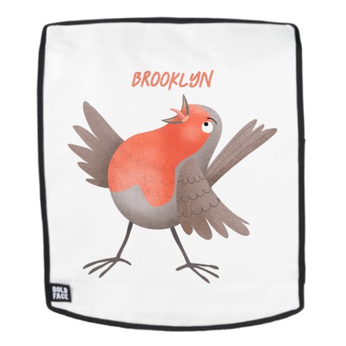 Cute singing robin bird cartoon  backpack