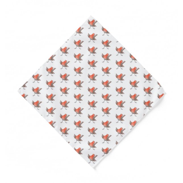 Cute singing robin bird cartoon bandana (Front)