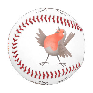 Cute singing robin bird cartoon baseball