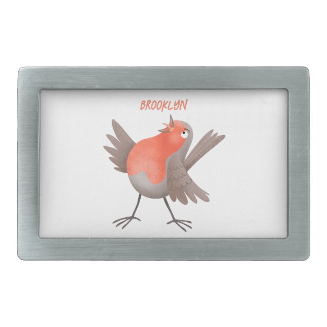 Cute singing robin bird cartoon belt buckle (Front)