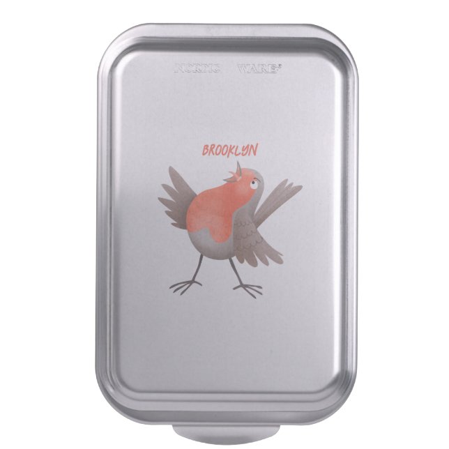 Cute singing robin bird cartoon cake pan (Front Vertical)