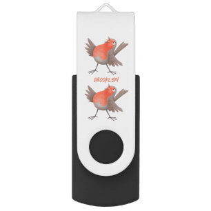 Cute singing robin bird cartoon flash drive