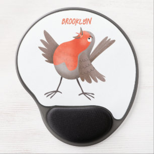 Cute singing robin bird cartoon gel mouse pad