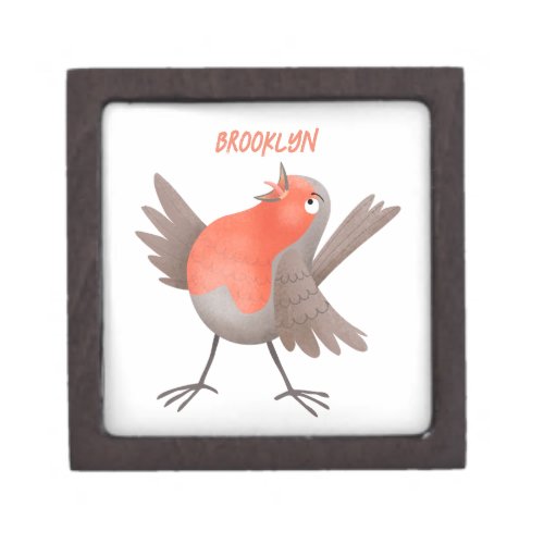 Cute singing robin bird cartoon gift box