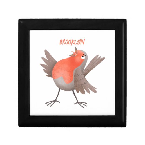 Cute singing robin bird cartoon gift box