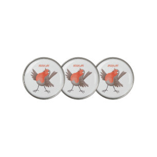 Cute singing robin bird cartoon golf ball marker