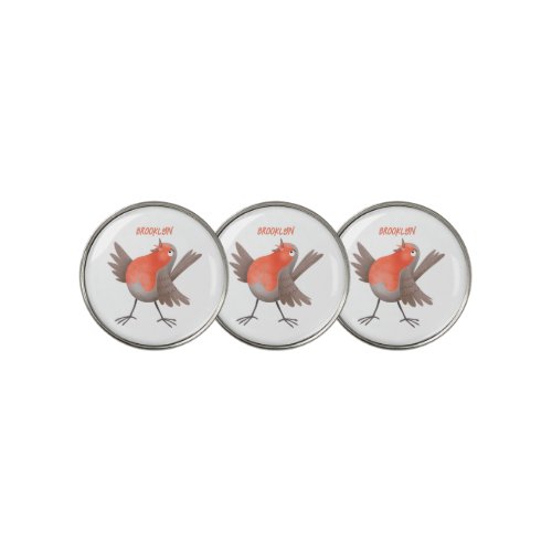 Cute singing robin bird cartoon golf ball marker