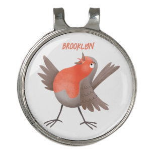 Cute singing robin bird cartoon golf hat clip