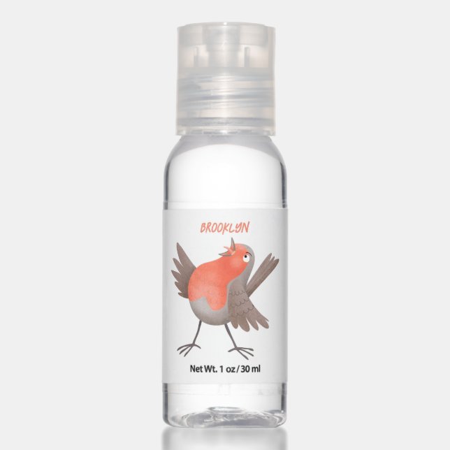Cute singing robin bird cartoon hand sanitizer (Front)