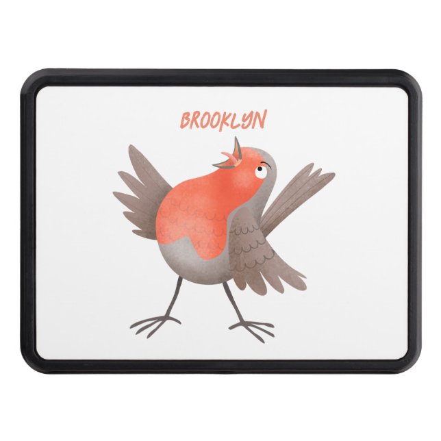 Cute singing robin bird cartoon hitch cover (Front)