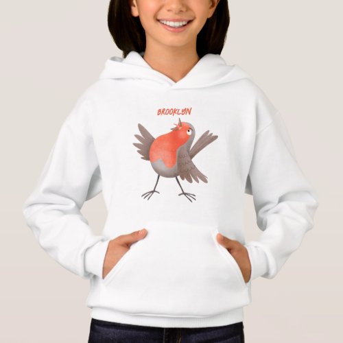 Cute singing robin bird cartoon hoodie