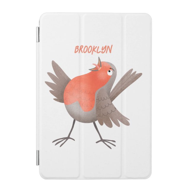 Cute singing robin bird cartoon iPad mini cover (Front)