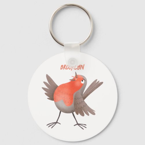 Cute singing robin bird cartoon keychain