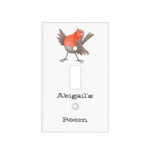 Cute singing robin bird cartoon light switch cover