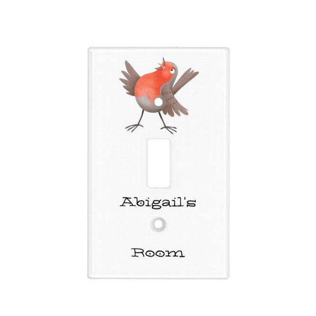 Cute singing robin bird cartoon light switch cover (Front)