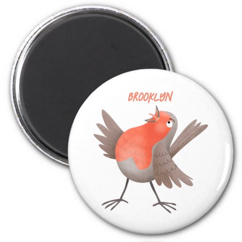 Cute singing robin bird cartoon  magnet