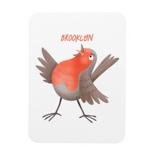 Cute singing robin bird cartoon magnet