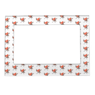 Cute singing robin bird cartoon magnetic frame
