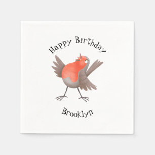 Cute singing robin bird cartoon  napkins