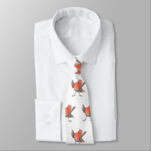 Cute singing robin bird cartoon neck tie