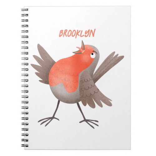 Cute singing robin bird cartoon notebook