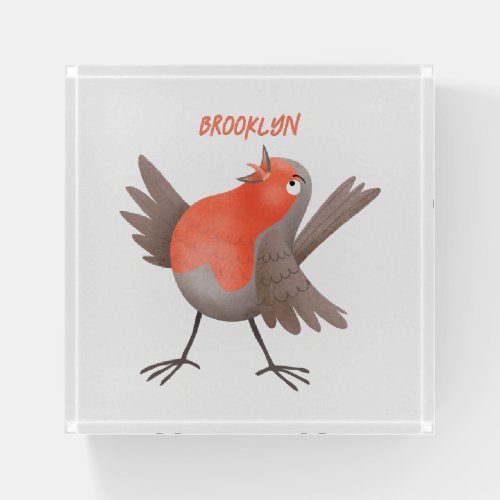 Cute singing robin bird cartoon  paperweight