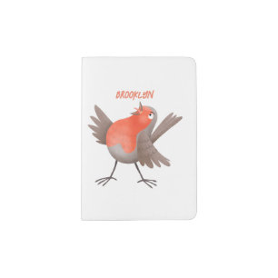 Cute singing robin bird cartoon passport holder