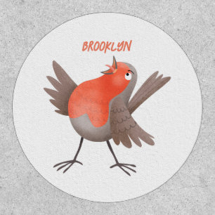 Cute singing robin bird cartoon patch