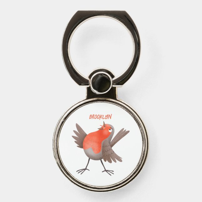 Cute singing robin bird cartoon phone ring stand (Front)