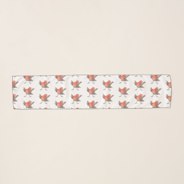 Cute singing robin bird cartoon  scarf (Front (Horizontal))
